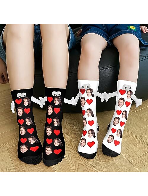 Artsadd Custom Socks Hand in Hand Socks with Face Friendship Socks Couple Holding Hands Socks Funny Socks for Men Women