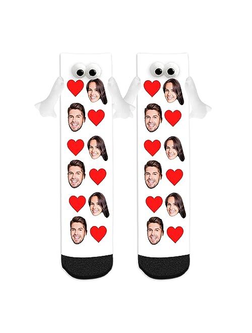 Artsadd Custom Socks Hand in Hand Socks with Face Friendship Socks Couple Holding Hands Socks Funny Socks for Men Women