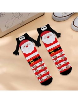 Artsadd Funny Christmas Socks Custom Face Socks Novelty Personalized Holding Hands Socks Unisex Xmas Holiday Socks Gifts