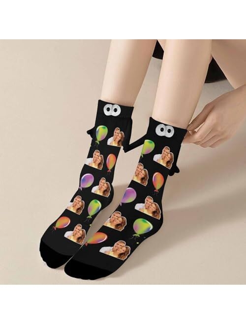 Artsadd Custom Holding Hands Socks with Photo Personalized Face Socks Funny Gifts for Women Men Kids Dad Mom Couples Bestie