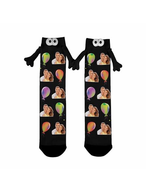 Artsadd Custom Holding Hands Socks with Photo Personalized Face Socks Funny Gifts for Women Men Kids Dad Mom Couples Bestie