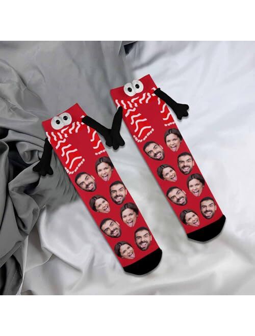 Artsadd Custom Face Socks with Picture, Personalized Socks with Photo Customized Unisex Funny Crew Sock Gifts for Men Women