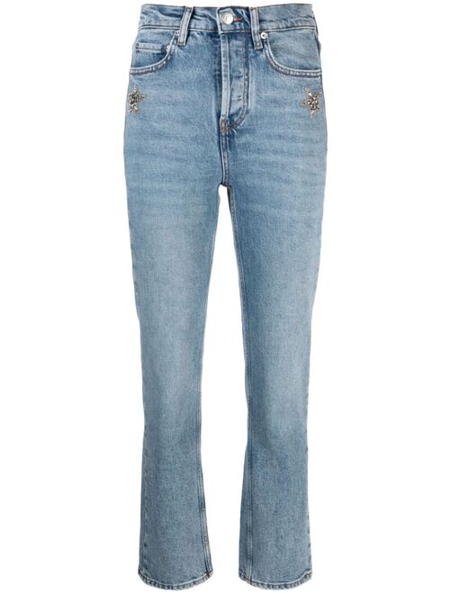 Maje rhinestone-embellished straight-leg jeans