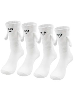 Trasfit Holding Hands Socks, Funny Magnetic Suction 3D Doll Couple Socks Friendship Socks Christmas Gifts for Valentines