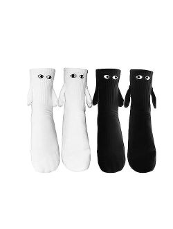 EASYFORALL 2 Pairs Couple Magnetic Holding Socks Funny 3D Doll Hand in Hand Socks for Women Men Halloween Christmas Gifts