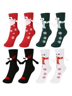 Vermeyen Magnetic Holding Hands Socks Novelty Funny Women Men Couple Socks Boyfriend for Gifts Halloween Christmas Socks