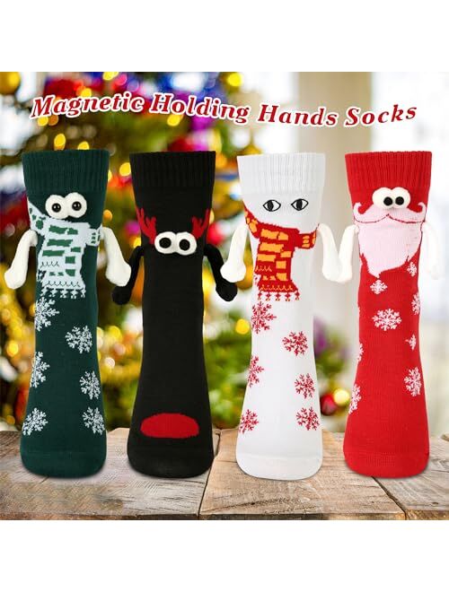 Vermeyen Magnetic Holding Hands Socks Novelty Funny Women Men Couple Socks Boyfriend for Gifts Halloween Christmas Socks