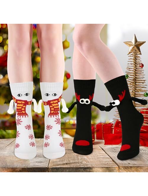 Vermeyen Magnetic Holding Hands Socks Novelty Funny Women Men Couple Socks Boyfriend for Gifts Halloween Christmas Socks