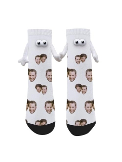 Yopicks Custom Holding Hands Socks with Photo, Custom Face Socks with Hands, Funny Socks Gifts for Boyfriend Couple (1 Pair)