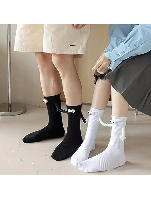 Angyape Holding Hands Socks, Magnetic Hand in Hand Socks Funny Couple Tube Socks Friendship Gift for Men Women