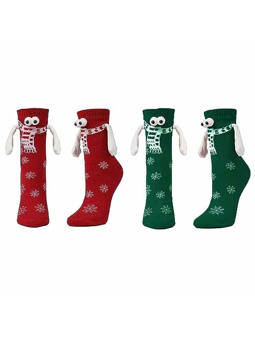 BINPURE Christmas Hand in Hand Socks Holding Hands Socks Couple Magnetic Hand Socks Mid Tube Sock Funny Xmas Gifts Socks
