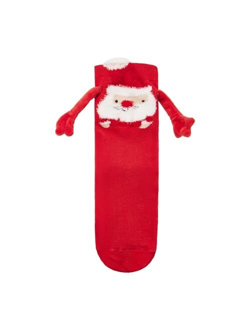 Thaisu Christmas Couple Hand Holding Socks, Novelty Mid-Tube Magnetic Socks Funny Xmas Holding Hands Socks for Couples Friends
