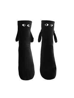 Honganda Novelty Couple Holding Hands Socks, Funny Women Men Magnetic Mid-Tube Socks for for Couples Friends Sisters Lovers