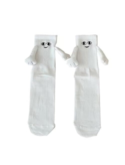 Honganda Novelty Couple Holding Hands Socks, Funny Women Men Magnetic Mid-Tube Socks for for Couples Friends Sisters Lovers