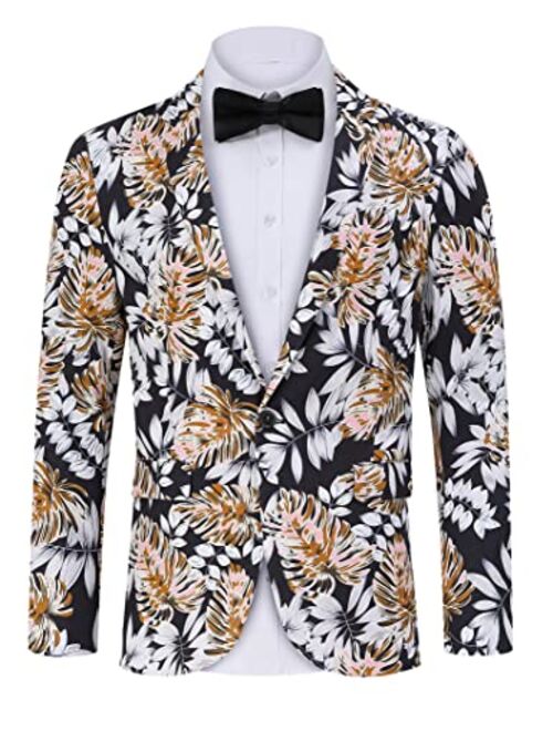 TURETRENDY Men's Christmas Blazer Jacket Xmas Funny Ugly Casual One Button Holiday Suit
