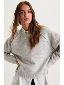 Comfiest Trend Heather Grey Crewneck Pullover Sweater