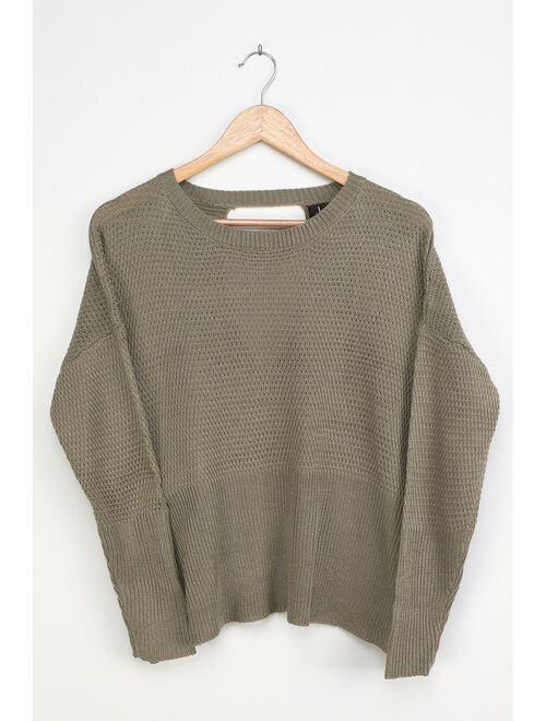 Lulus Cross Reference Sage Green Oversized Backless Sweater