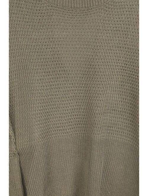 Lulus Cross Reference Sage Green Oversized Backless Sweater