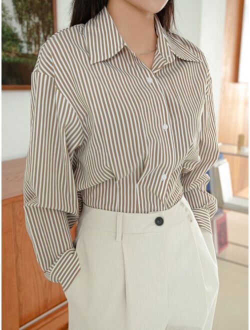 DAZY Vertical Striped Drop Shoulder Shirt