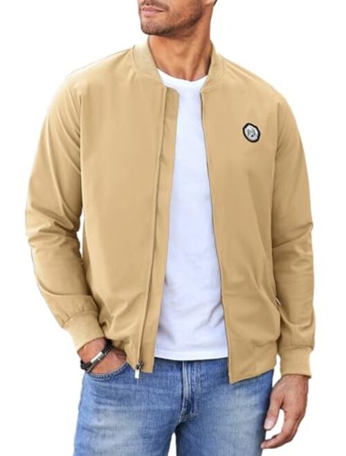 JMIERR Mens Bomber Jacket Casual Long Sleeve Full Zip Varsity Jackets Coat with Pockets