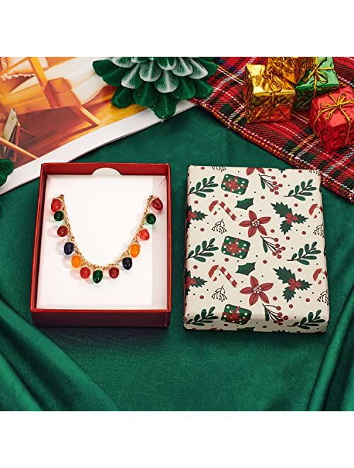 WOWORAMA Christmas Bracelet for Women Colorful Christmas Light Bracelets Adjustable Slider Bracelet Acrylic Xmas Ornament Bulbs Charm Bracelets Christmas Holiday Bracelet