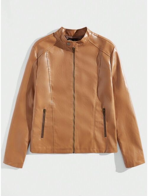 Shein Manfinity Mode Men Zip Up PU Leather Jacket
