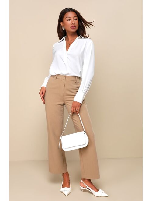 Lulus Confident Influence Tan High-Rise Straight Leg Trouser Pants