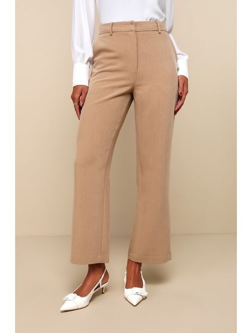 Lulus Confident Influence Tan High-Rise Straight Leg Trouser Pants