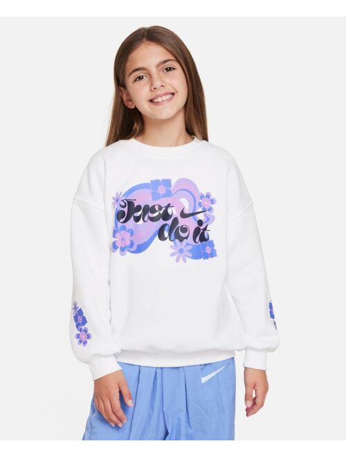 NIKE Big Girls Sportswear Club Fleece Oversized Crewneck Sweatshirt