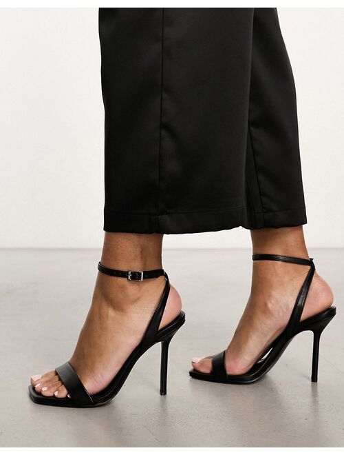 ASOS DESIGN Nali barely there heeled sandals in black PU