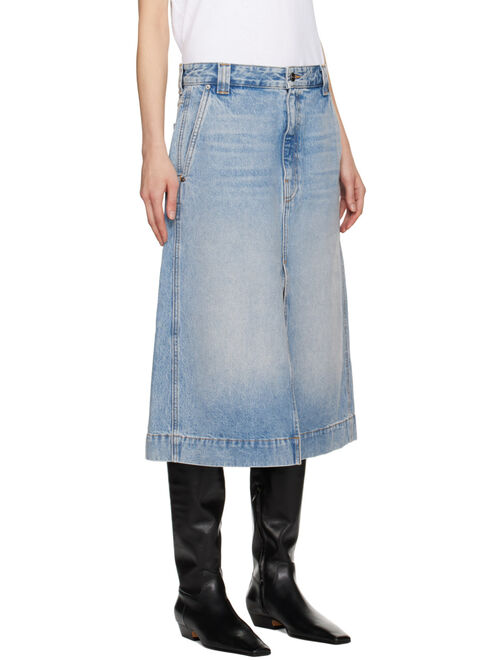 KHAITE Blue Charlene Denim Midi Skirt