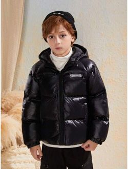 Kids EVRYDAY Tween Boy Casual Woven Hooded Plain Thick Coat