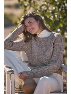 Winter Wishes Heather Brown Chunky Knit Pullover Sweater