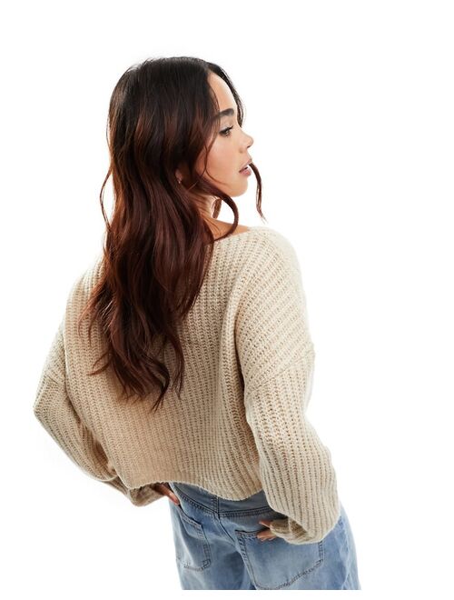 Stradivarius cable knit sweater in beige