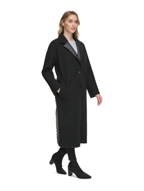 CALVIN KLEIN Women's Long Coat With Puffer Trim