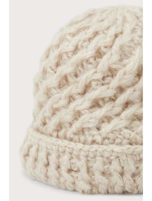 San Diego Hat Co. Valerie Ivory Cable Knit Beanie