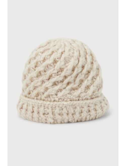 San Diego Hat Co. Valerie Ivory Cable Knit Beanie