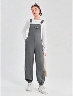 Teen Girl Flap Pocket Overall Jumpsuit Without Tee