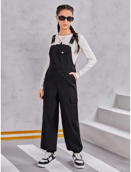SHEIN Teen Girl Flap Pocket Overall Jumpsuit Without Tee