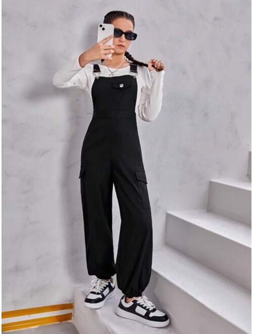 SHEIN Teen Girl Flap Pocket Overall Jumpsuit Without Tee