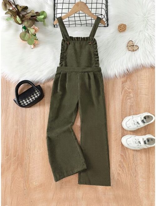 Shein Toddler Girls Frill Trim Corduroy Overall Jumpsuit