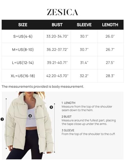 ZESICA Women's Winter Puffer Jacket Long Sleeve Zip Up Drawstring Quilted Baggy Warm Short Down Coats with Pockets