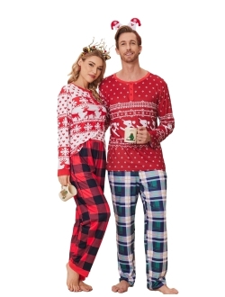 Family Matching Christmas Pajamas Holiday PJ Set Men and Women Sleepwear Long Sleeve Jammies Print Tops and Pants