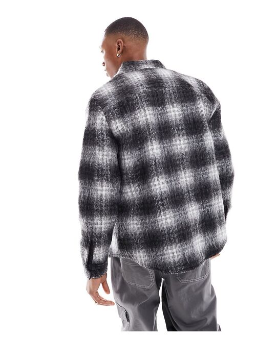 ASOS DESIGN overshirt in textured wool mix gray check