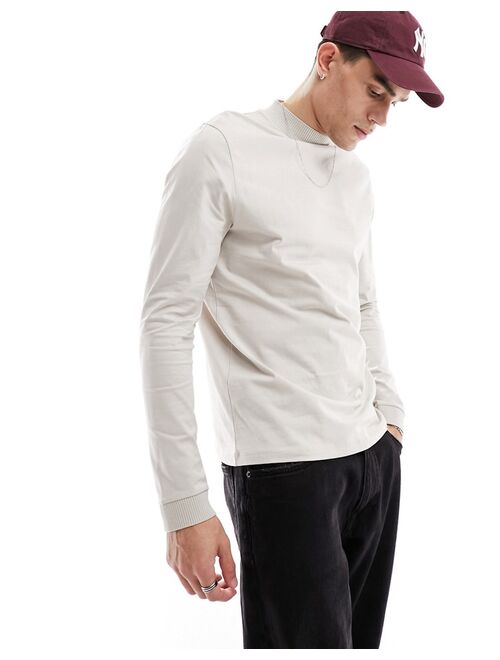 ASOS DESIGN turtle neck long sleeved T-shirt in light gray