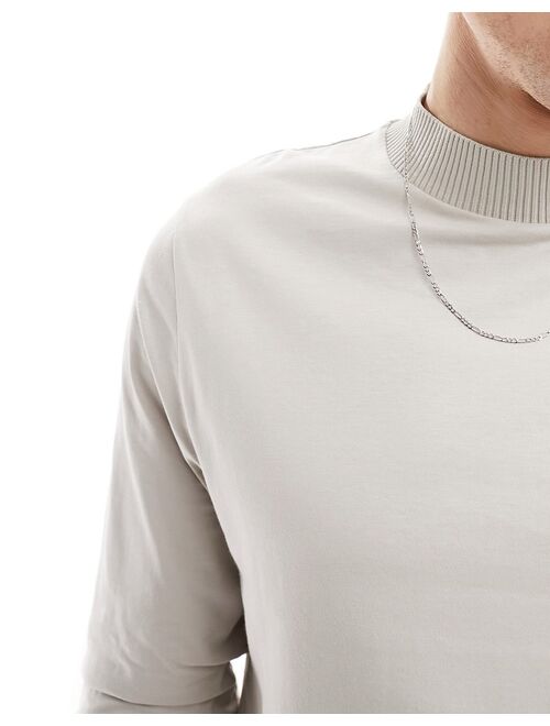 ASOS DESIGN turtle neck long sleeved T-shirt in light gray