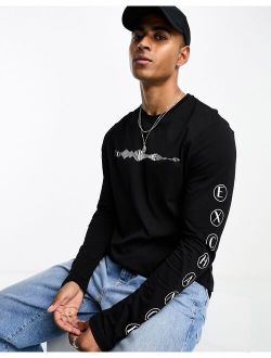 arm graphics long sleeve t-shirt in black