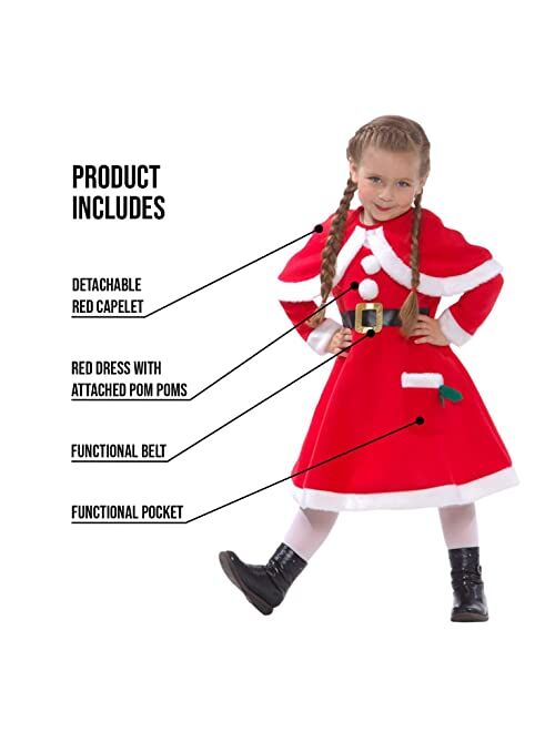 Morph Costumes Morph Mrs Claus Costume for Girls Santa Dress for Girls Santa Claus Costume for Kids Christmas Costumes for Kids