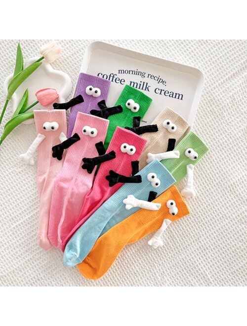 Honganda Funny Magnetic Hand Holding Socks, Hand in Hand Socks for Adult Christmas Gift for Couples Lovers Family Friends