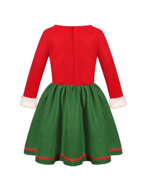 Dormstop Kids Holiday Elf Costumes Deluxe Grils Christmas Elf Dress Set Christmas Party Dress Outfit
